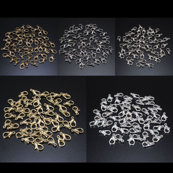 50pcs Lobster Clasps Claw DIY Jewelry Fastener Hook Findings 12mm