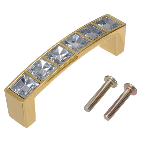 Cabinet Wardrobe Crystal Glass Diamond Square Knob Pull Handle