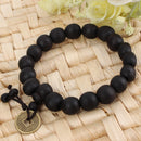 Lucky Black Wood Beads Coin Buddhist Prayer Bracelet Unisex