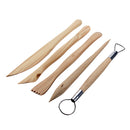5 Pcs Assorted Wooden Pottery Clay Sculpture Tools Scrape Smooth Shape Sculpt Clay Crafts Set
