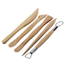 5 Pcs Assorted Wooden Pottery Clay Sculpture Tools Scrape Smooth Shape Sculpt Clay Crafts Set
