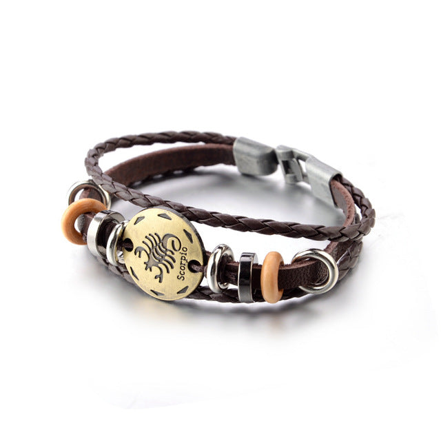 Twelve Constellations Men And Women Simple Braided Hand Rope Lovers Bracelet