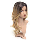 Women Wig Full Synthetic Long Wavy Hair Ombre Blonde Party Wigs