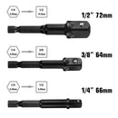 1X(3Pcs Hexagon Space For Adaptor Socket Adaptor Socket Spanner 1/4", 1/2",