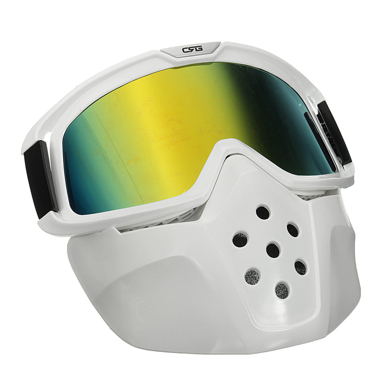 Detachable Modular Face Mask Shield Goggles Riding Motorcycle Helmet Yellow Lens