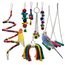 Bird Parrot Toys, 7 Packs Bird Swing Chewing Hanging Perches With Bells For