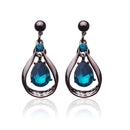 Blue Gems Necklace Crystal Drop Earrings Jewelry Set