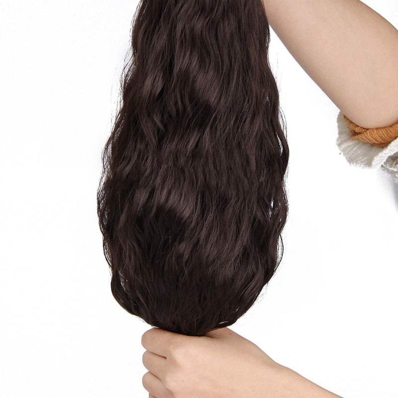 Long Clips in Hair Extension Synthetic Natural Hair Water Wave Blonde Black W1K3