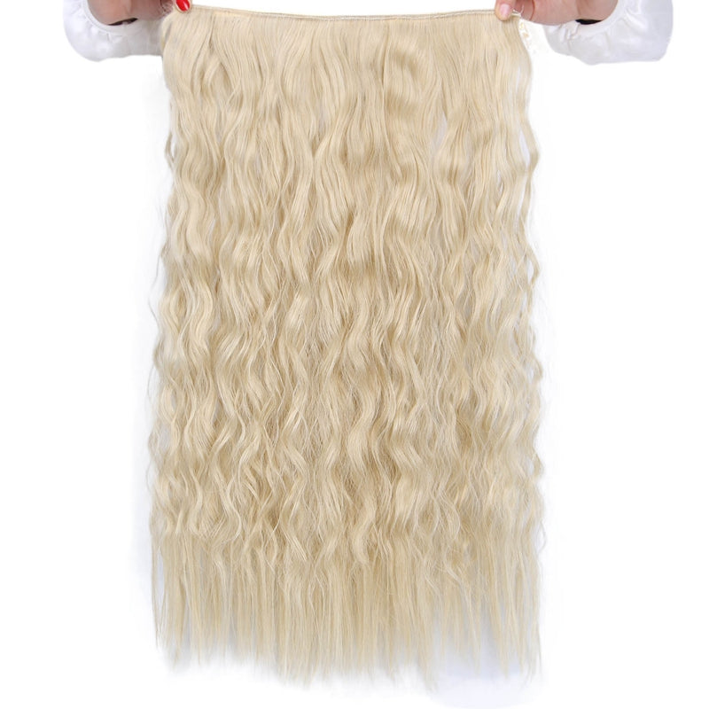 Long Clips in Hair Extension Synthetic Natural Hair Water Wave Blonde Black W1K3