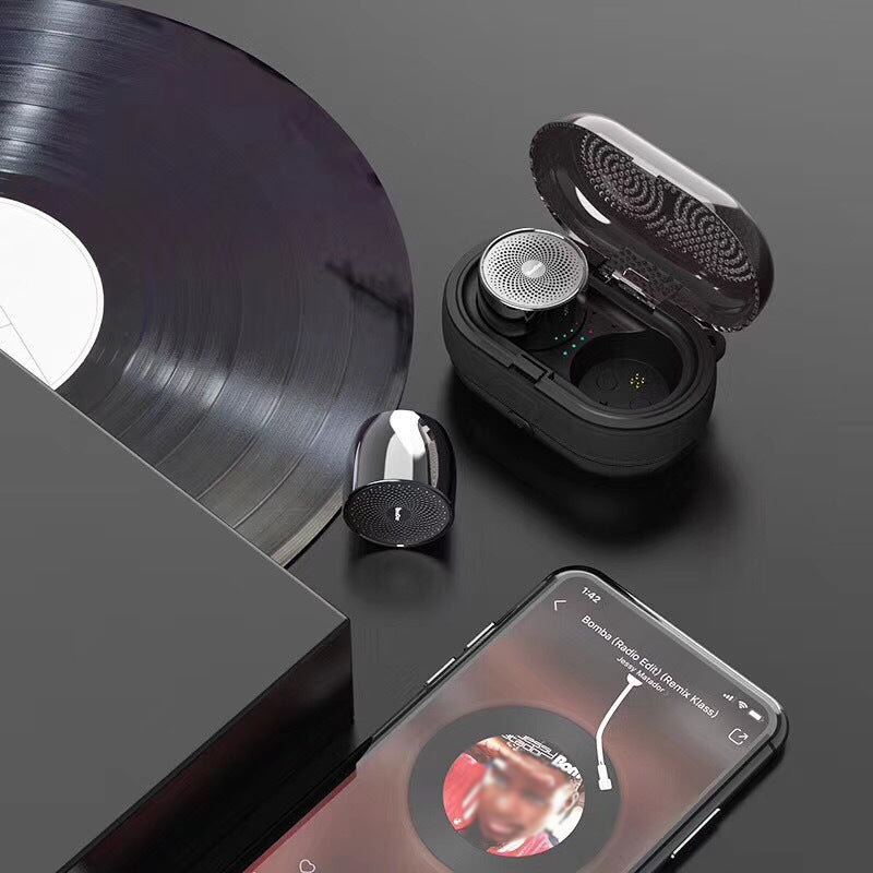 2 In 1 Portable Magnetic bluetooth 5.0 TWS Speaker Hands-free Wireless Stereo With Metal Charging Case