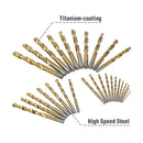 Drillpro 29Pcs 1/16 to 1/2 Inch Titanium Coated HSS Twist Drill Bit Set with Plastic Box for Wood Plastic Aluminum Copper