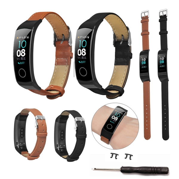Bakeey Ultra-thin Genuine Leather Replacement Watch Band for Huawei Honor Band 5&4 Smart Watch