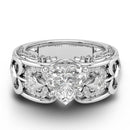 Sweet Heart Shape Hollow Ruby Finger Ring Women Wedding Ring Gift