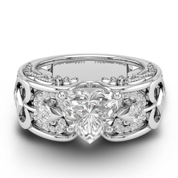 Sweet Heart Shape Hollow Ruby Finger Ring Women Wedding Ring Gift