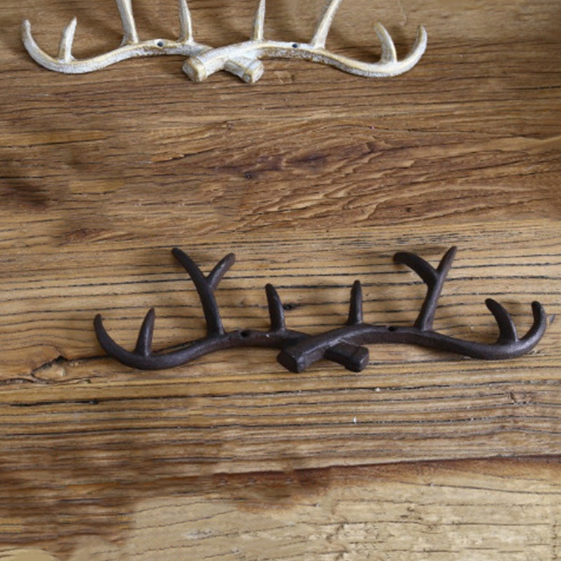 Cast Iron Antler Wall Hook Hanger Home Decoration Elk Coat Hat Scarf Rack B N3A7