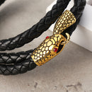 Trendy Multilayer Snake Shape Bracelet Gold Leather Bracelets For Men