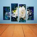 Miico Hand Painted Four Combination Decorative Paintings White Rose Wall Art For Home Decoration