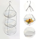 1X(Hanging Fruit Basket Iron Art 3-Layer Baskets Fruit Tray Drain Basket Ho