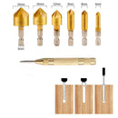 Drillpro 23Pcs Woodworking Chamfer Countersink Drill Bit Set 6Pcs 1/4" Hex 5 Flute 90 Degree Countersink Drill Bits 7Pcs Three Pointed Countersink Drill Bit 8Pcs Wood Plug Cutter and Automatic