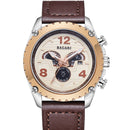 BAGARI 8007P Genuine Leather Watch Band Quartz Watch Calendar Casual Style Men Watch