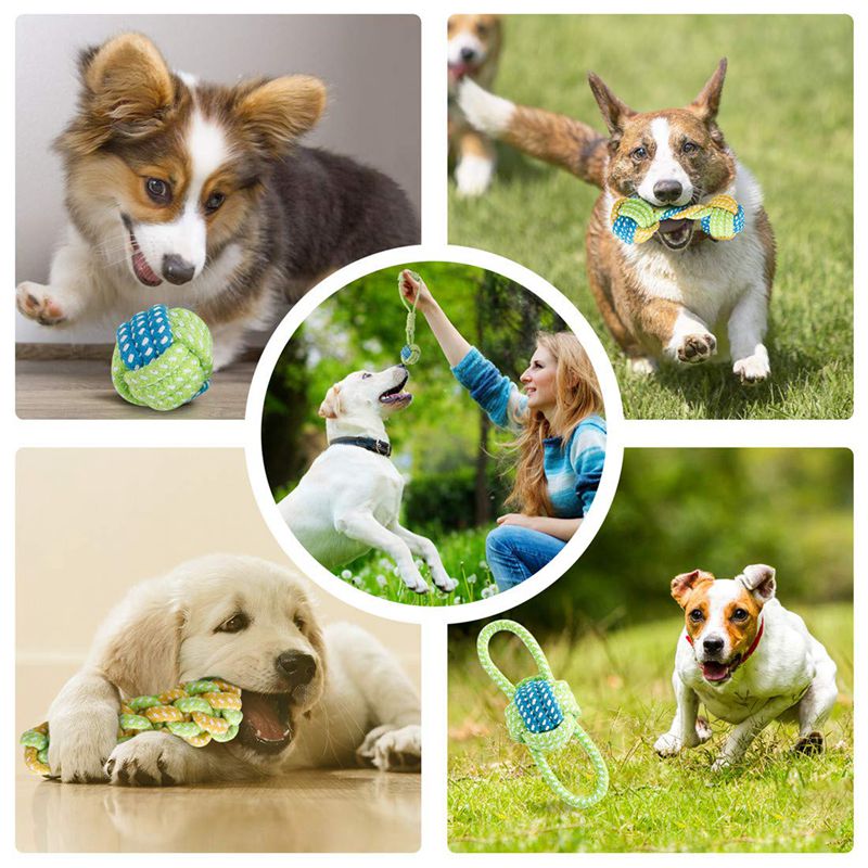 Small Dog Puppy Rope Chew Toys Teething Clean,Natural Cotton Rope Ball Inte Z7H1