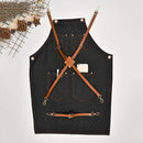 Denim Bib Apron Leather Strap Barista Baker Work Uniform Bartender Bbq Chef