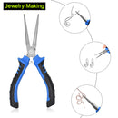 NEWACALOX 8Pcs 4.5inch Precision Pliers Set Mini Pliers Diagnoal Pliers Wire Cutting Long Nose Pliers Jewelry Making DIY Hand Tool Kit