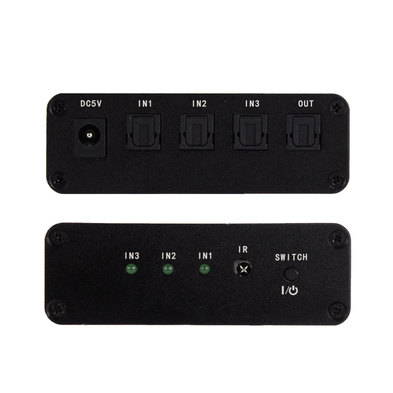 3 In 1 Out SPDIF/TosLink Digital Fiber Audio Switcher With The IR Infrared For Video