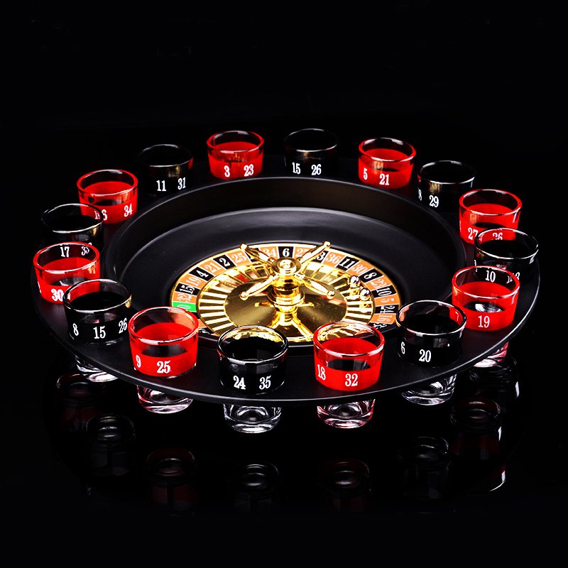 Novelty Creative Drink Turntable Toys Russian Roulette Wheel 16 Wine Cups BaQ7G6