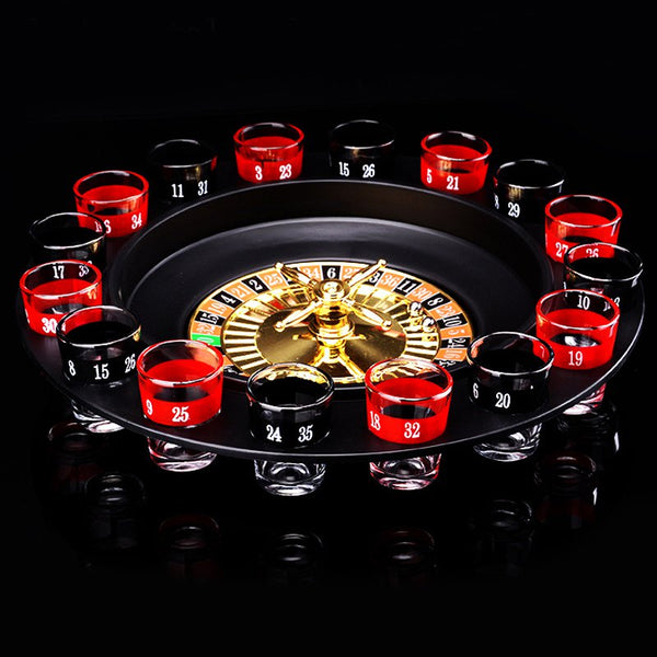 Novelty Creative Drink Turntable Toys Russian Roulette Wheel 16 Wine Cups BaQ7G6