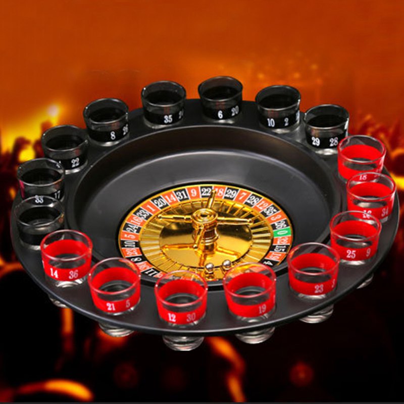 Novelty Creative Drink Turntable Toys Russian Roulette Wheel 16 Wine Cups BaQ7G6