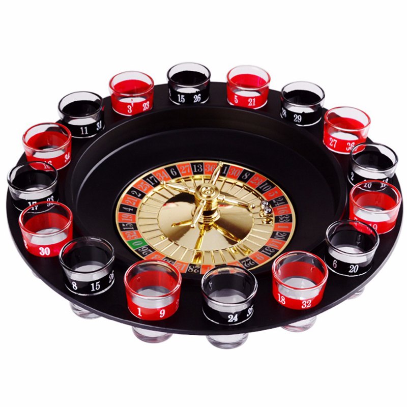 Novelty Creative Drink Turntable Toys Russian Roulette Wheel 16 Wine Cups BaQ7G6