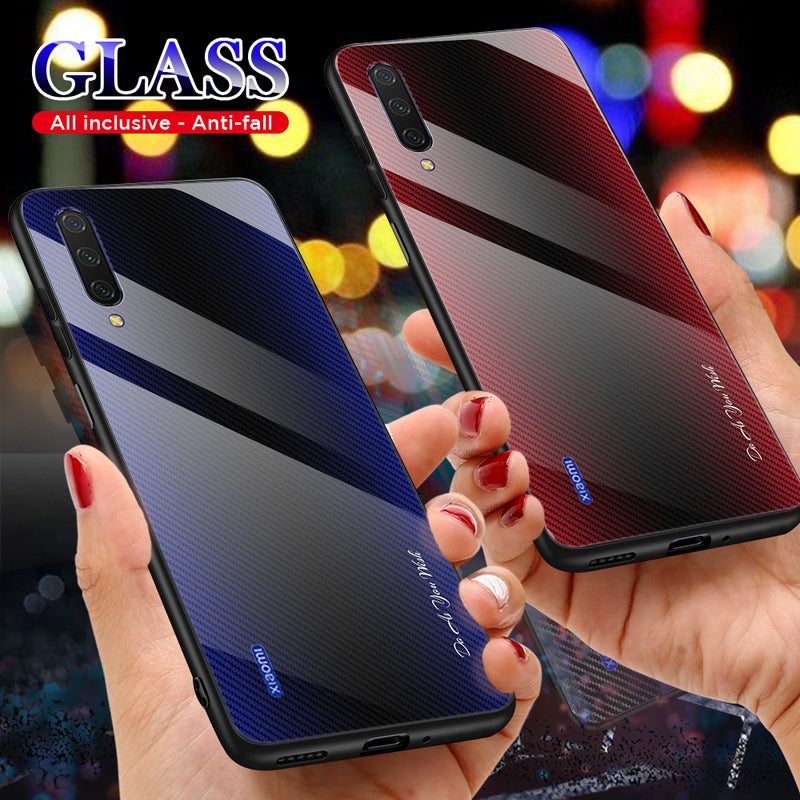 Bakeey Gradient Striped Shockproof Tempered Glass&Soft TPU Protective Case For Xiaomi Mi A3 / Xiaomi Mi CC9e