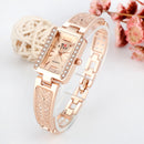 SOXY 0123 Rose Gold Case Rectangle Dial Design Ladies Bracelet Watch Fashion Style Quartz Watch