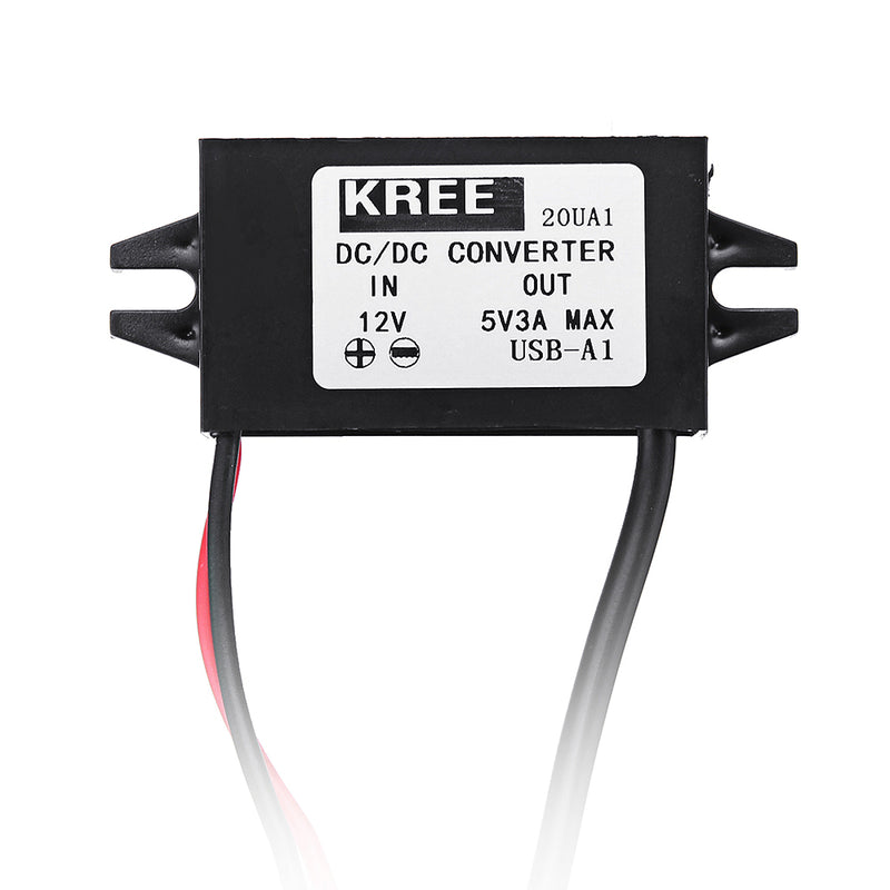 KREE DC 12V to DC 5V 3A USB & Micro Interface Power Supply Converter Step-Down Converter