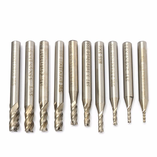 10pcs 1.5-6mm 4 Flute End Mill Cutter 6mm Shank Straight Shank Drill Bit