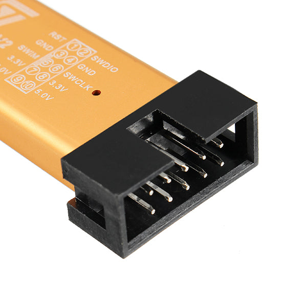 Geekcreit 3.3V 5V XTW ST-LINK V2 STM8 / STM32 Simulator Programmer Downloader Debugger 500MA Fuse Short Circuit Protection Aluminum Alloy U Disk Shell With 20cm Dupont Wire