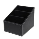 3 Cells Phone Remote Control Holder Pu Leather Storage Box Stationery Makeu