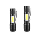 XANES XPE +COB Zoomable Flashlight 3 Modes Waterproof  EDC Tactical Torch Light Work Lamp