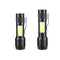 XANES XPE +COB Zoomable Flashlight 3 Modes Waterproof  EDC Tactical Torch Light Work Lamp