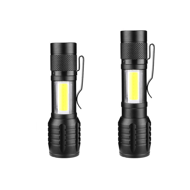 XANES XPE +COB Zoomable Flashlight 3 Modes Waterproof  EDC Tactical Torch Light Work Lamp
