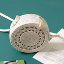 New White Round Rattan Bags For Women Boho Beach Crossbody Bag Straw Handma B4A9