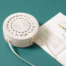 New White Round Rattan Bags For Women Boho Beach Crossbody Bag Straw Handma B4A9