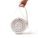 New White Round Rattan Bags For Women Boho Beach Crossbody Bag Straw Handma B4A9