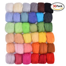 36 Color DIY Wool Felt Kit Needles Tool Set Handmade Needle Felting Mat Starter Fabric Sewing Kit w/ Felting Handle Clover