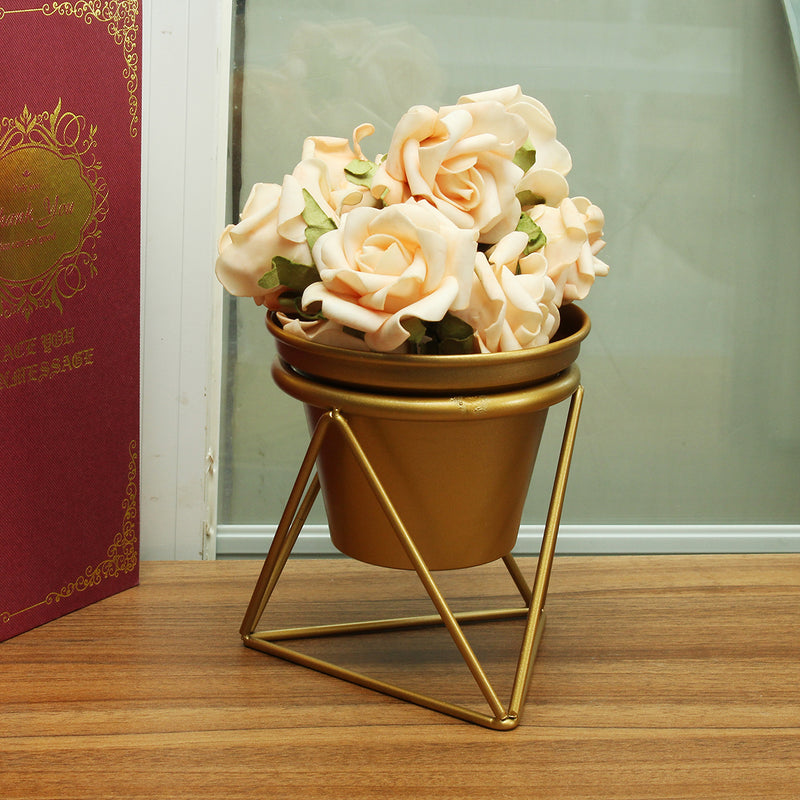 Home Garden Golden Flower Pot Plants Display Stand Planter Desk Rack Shelves Organizer