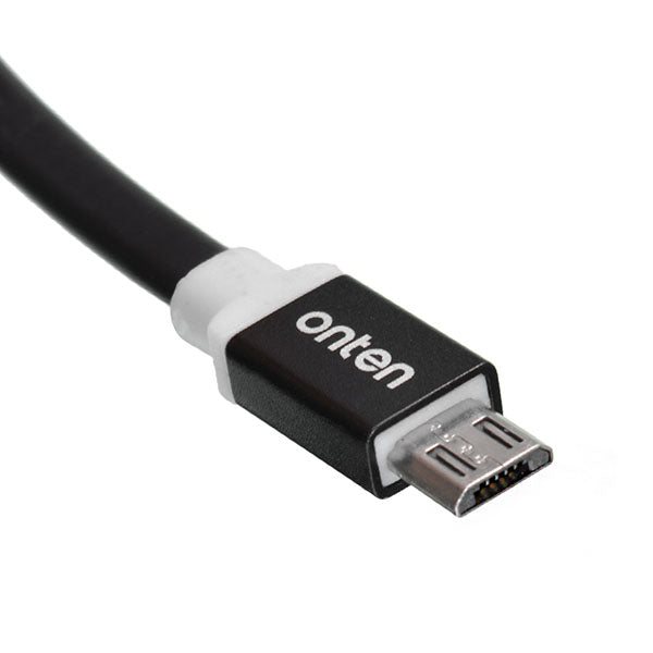 Onten OTN 7287 Black Lightning to Micro USB flat cable for Android devices Aluminum Alloy Shell