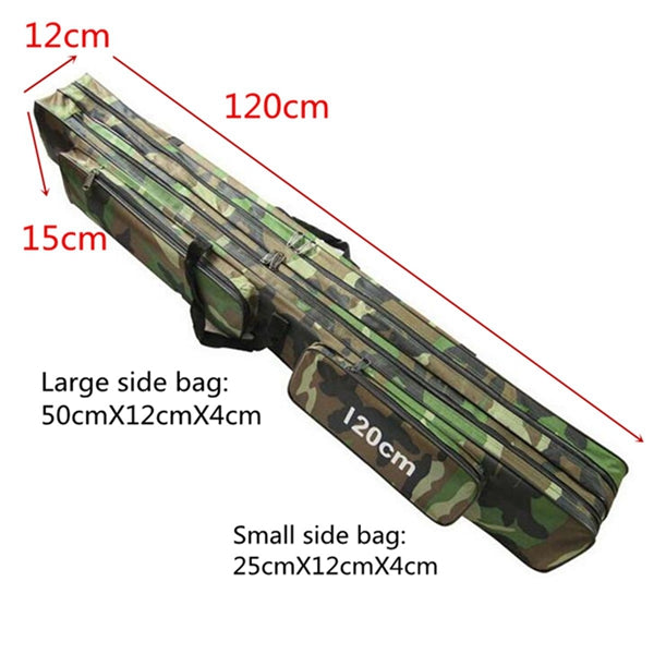 120cm Camouflage Carp Fishing Rod Tackle Bag Case Padded Holder Luggage Holdall