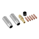 1X(9Pcs/Set 15Ak Mig/Mag Welding Nozzle Contact Tips 0.8X25Mm M6 Gas Connec