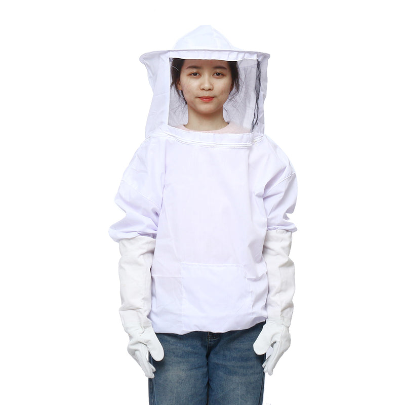 4Pcs Safe Bee-Proof BeeKeeping Veil Hat Suit Work Gloves Bee Hive Brush J Hook Tool